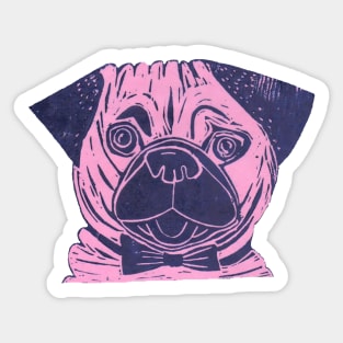 Dog. Posh Pug, pink Sticker